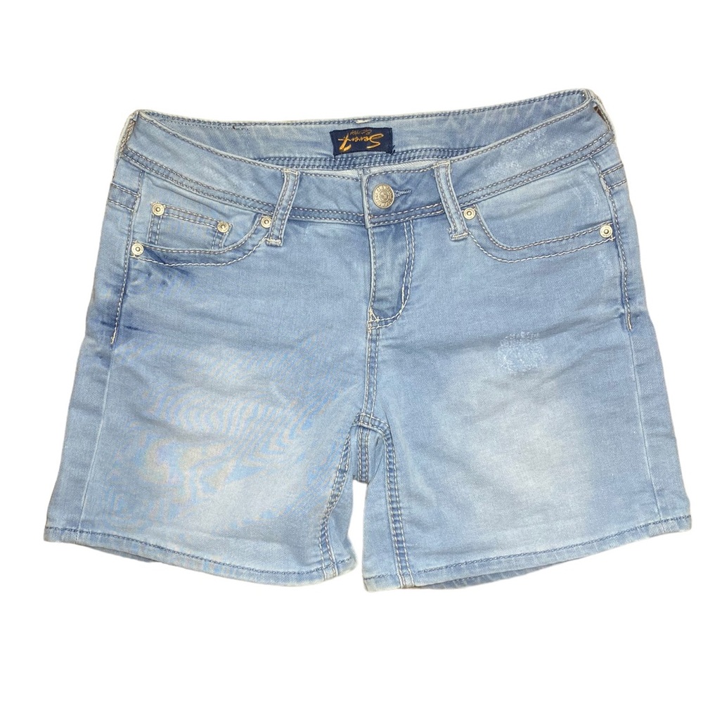 Seven 7 Powell Blue Denim Shorts Size 4 Womens - Picture 1 of 5